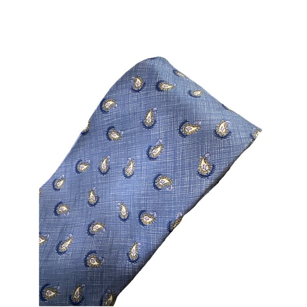 Dunhill Necktie Tie 100% Silk Classic 60” Blue Paisley Pattern Office Business - Picture 3 of 6